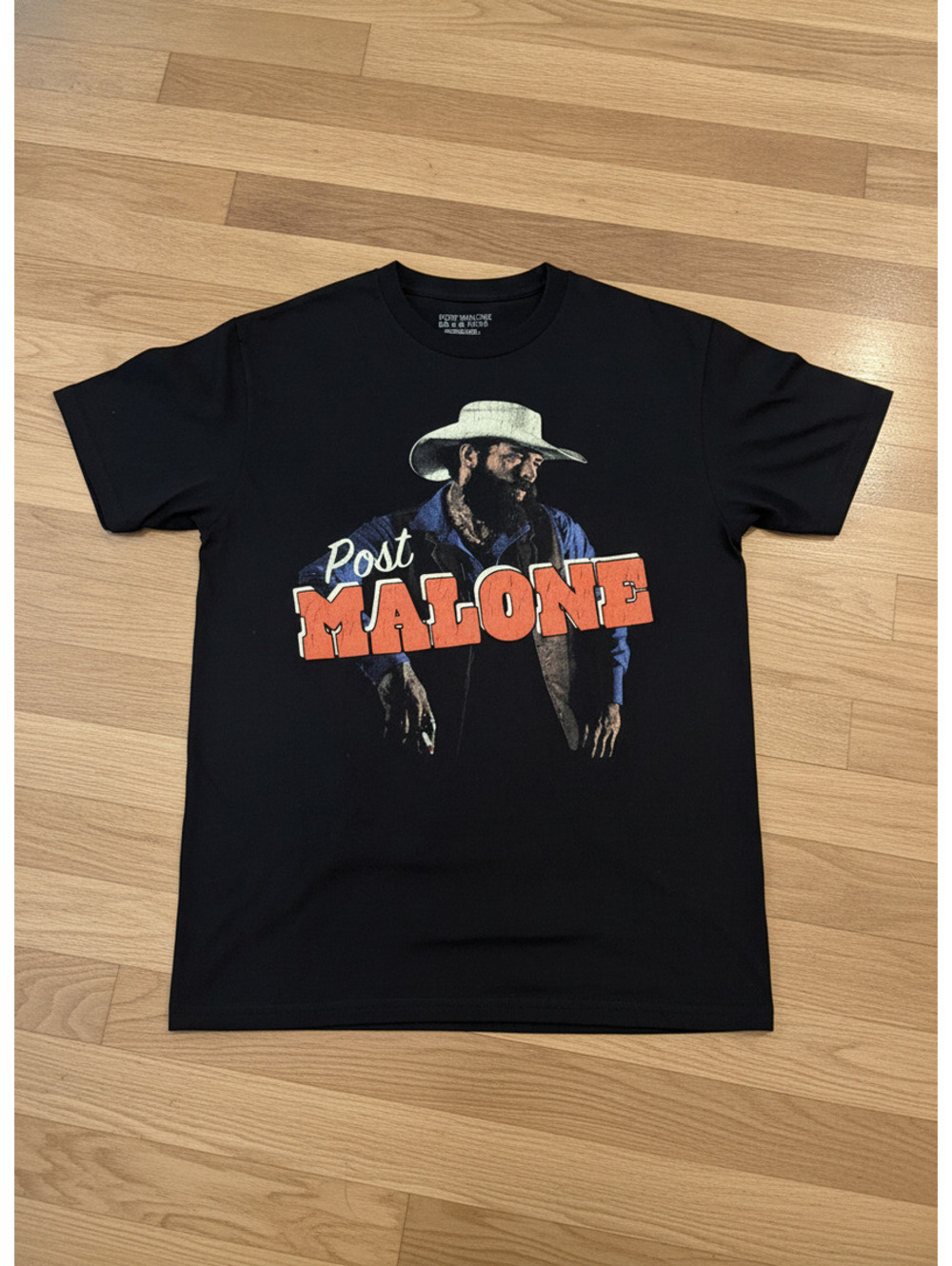 Post Malone Black Graphic T-Shirt with Cowboy Print